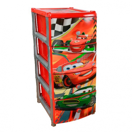 Пластиковый комод с 4 ящиками Тачки №3