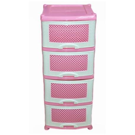 Пластиковый комод с 4 ящиками Плетенка без декора арт.0354