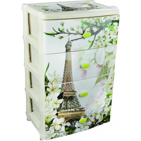 Комод для хранения игрушек Весна в Париже пластиковый с 4 ящиками арт.М2266