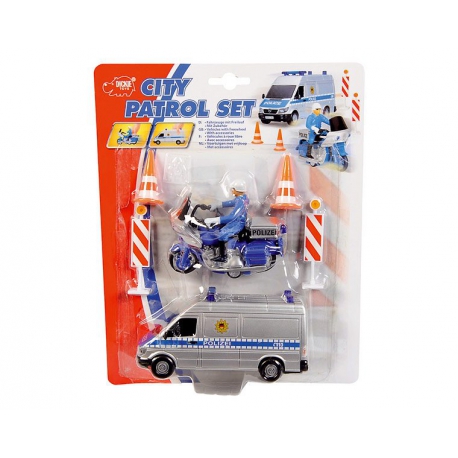 Полиц. машинка + мотоцикл + дорож. знаки, Арт. 3314044 DICKIE 