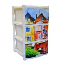 Комод пластиковый с 3 ящиками "Hold" Город Арт. ПЦ3785ГР