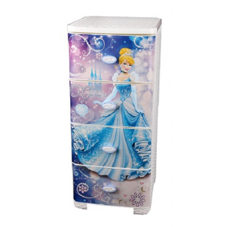 Комод Альтернатива для хранения игрушек Золушка Disney пластиковый с 4 ящиками, Арт. М2589