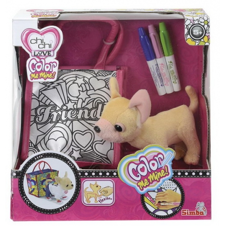 Плюшевая собака Чихуахуа с сумочкой и фломастерами Simba Арт. 5895264