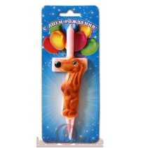 Свеча тортовые цифры со зверушками 7 арт.3049