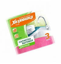 Салфетка бытовая "ХОЗЯЮШКА Мила" вискоза 350*350мм 3 шт. арт.04001