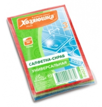 Салфетка-скраб "ХОЗЯЮШКА Мила" 90*133мм 3 шт. арт.04022