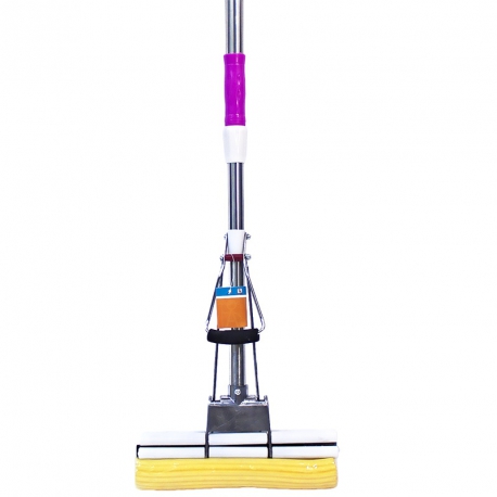 Швабра с губкой ПВА МОП 2 ролика цельнометаллическая с верт. отжимом арт.12-34864-8