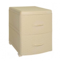 Комод пластиковый -Тумба 2-х секционный Ротанг арт.0355