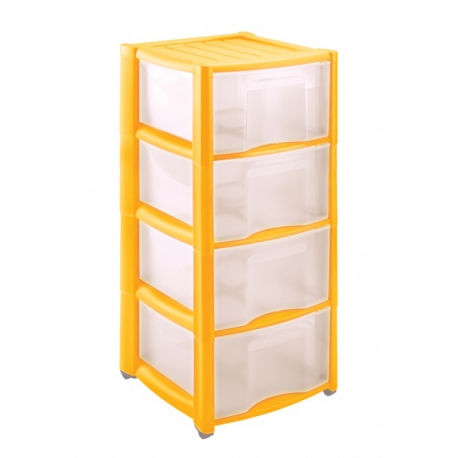Комод Амадео с 4 ящиками на колесах Бытпласт желтый