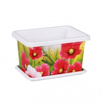 Кашпо прямоугольные Маки 2л с поддоном арт.М3088