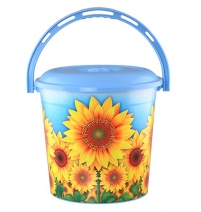Ведро с крышкой 10л. Подсолнух НОВЫЙ арт.0210ск