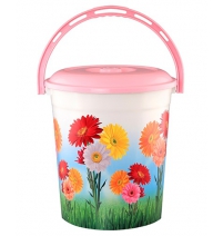 Ведро с крышкой 12л. Цветы АКЦИЯ арт.0212ск