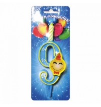 Свеча тортовая цифра Смайлик 9 арт.3209