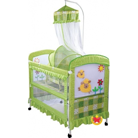 Кроватка Lider Kids ВС-368, зелен+овечки