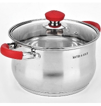 Кастрюля 2,1л 16см силиконовые ручки стекл/крышка МВ (х12) арт. 21437