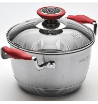 Кастрюля 2,1л 16см стеклянная крышка силиконовые ручки МВ (х6) арт. 22378