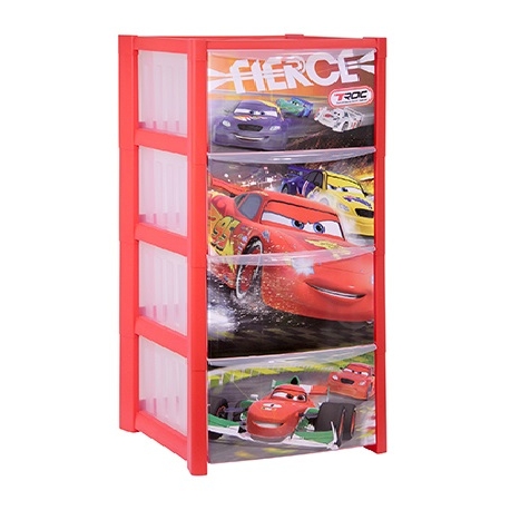 Детский комод для игрушек Тачки Молния McQueen 4 секции арт.М 2792-Д