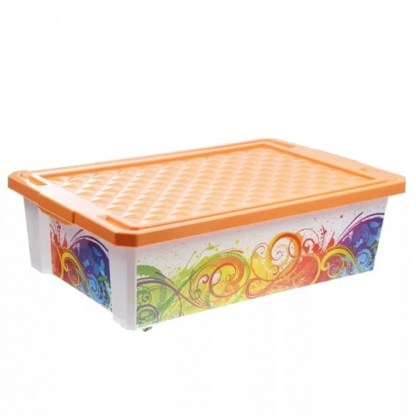 Контейнер пластиковый с крышкой X-box Брызги 30л, Арт. BQ2585БР-НК