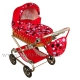 Коляска для кукол Wakart Моника красн+черн.+син.круги+мордочки кошек