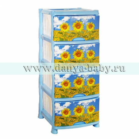 Пластиковый комод с 4 ящиками Подсолнух